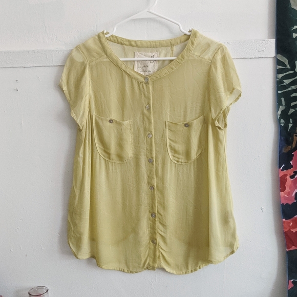 Free People Crinkle Split Back Blouse Tee - Picture 3 of 14